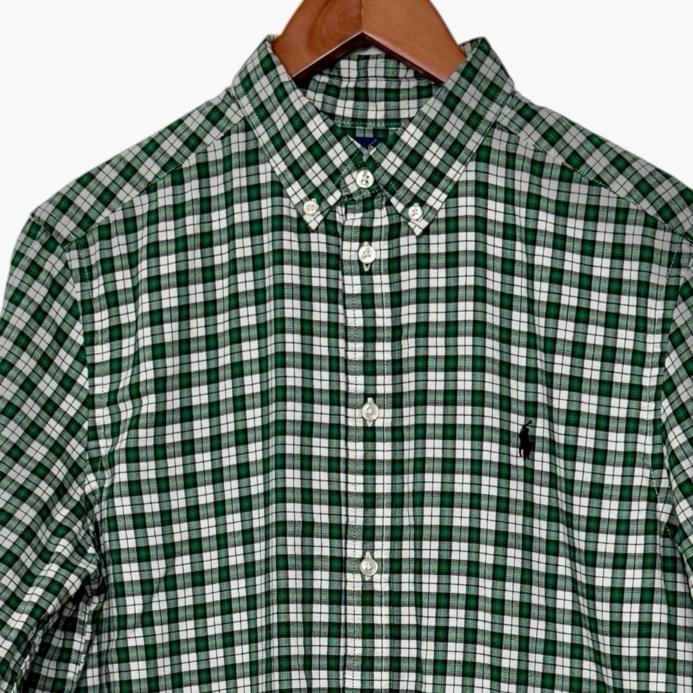 Polo Ralph Lauren Boys XL 18-20 Green Plaid Button Down Shirt Pony Logo Cotton‎